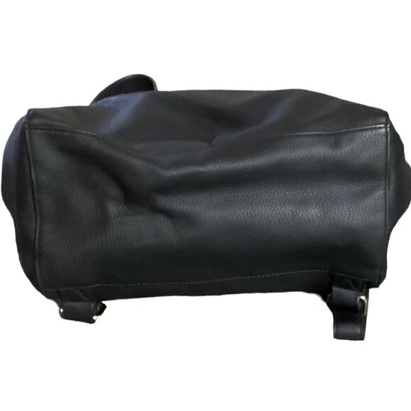 Black Backpack Purse Pebbled Vegan PU Faux Leather Lightweight Gold Accents 154A - Picture 8 of 10